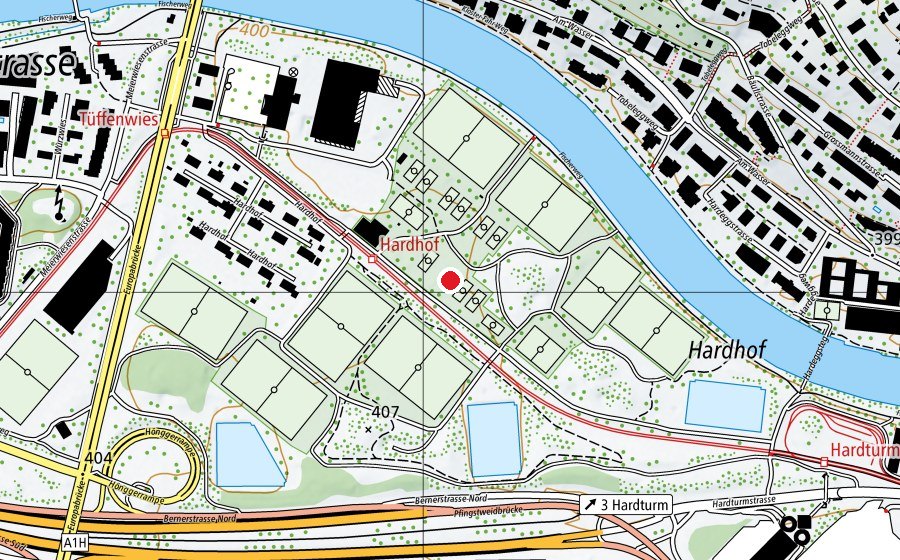 Karte mit dem Standort von T8 (Sportplatz)