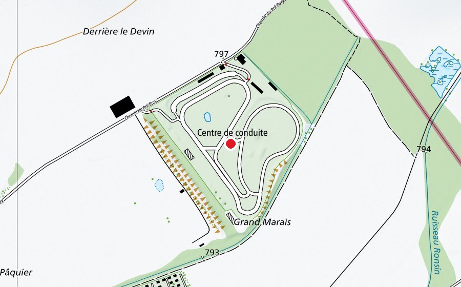 Map showing the location of TCS:FTZ Lignières (Sports field)