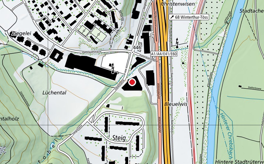 Karte mit dem Standort von Tempodrom (Sportplatz)