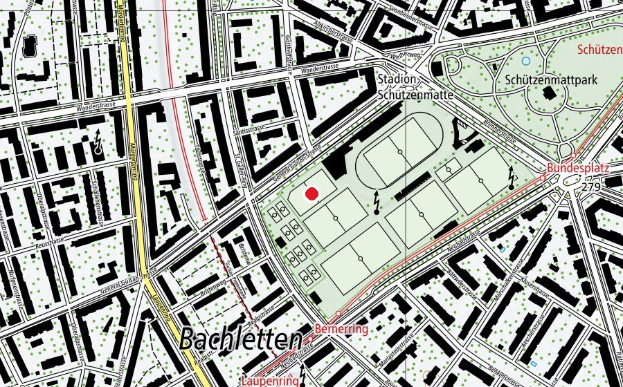 Mappa con la posizione di Tennenplatz (Campo sportivo)