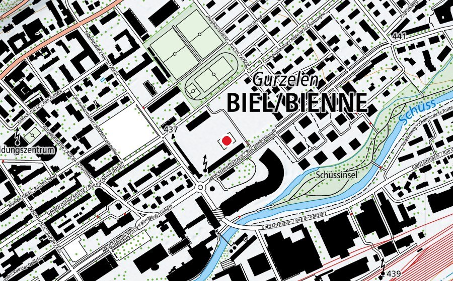 Map showing the location of Tennis (Sports field)