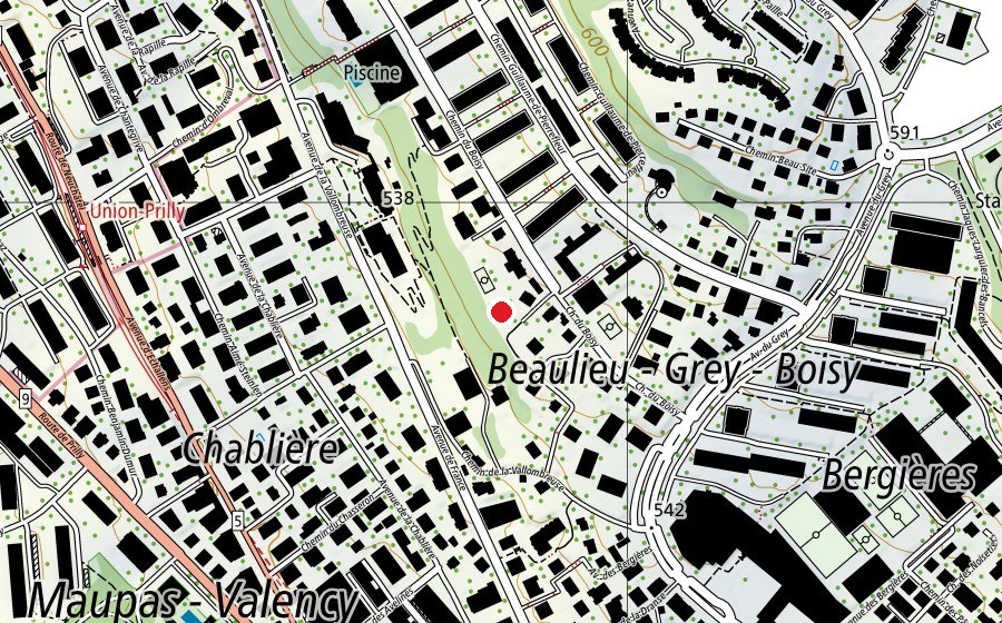 Map showing the location of Tennis Club Boisy (Sports field)