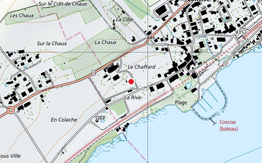 Carte indiquant l’emplacement de Tennis club Concise (Terrain de sport)