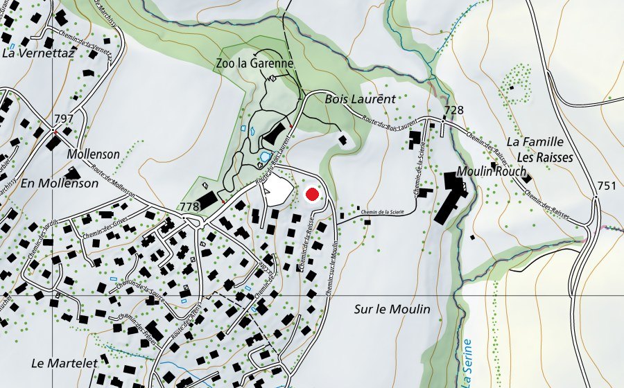 Carte indiquant l’emplacement de Tennis Club de Le Vaud (Terrain de sport)