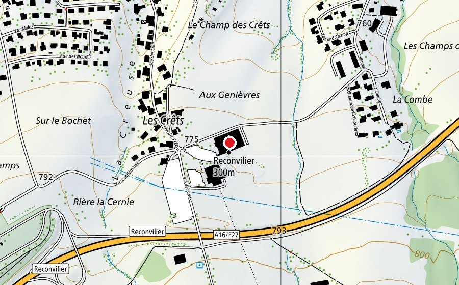 Map showing the location of Tennis de l'Orval (Sports field)
