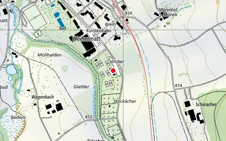 Mappa con la posizione di Tennisclub Weihermatt (Campo sportivo)