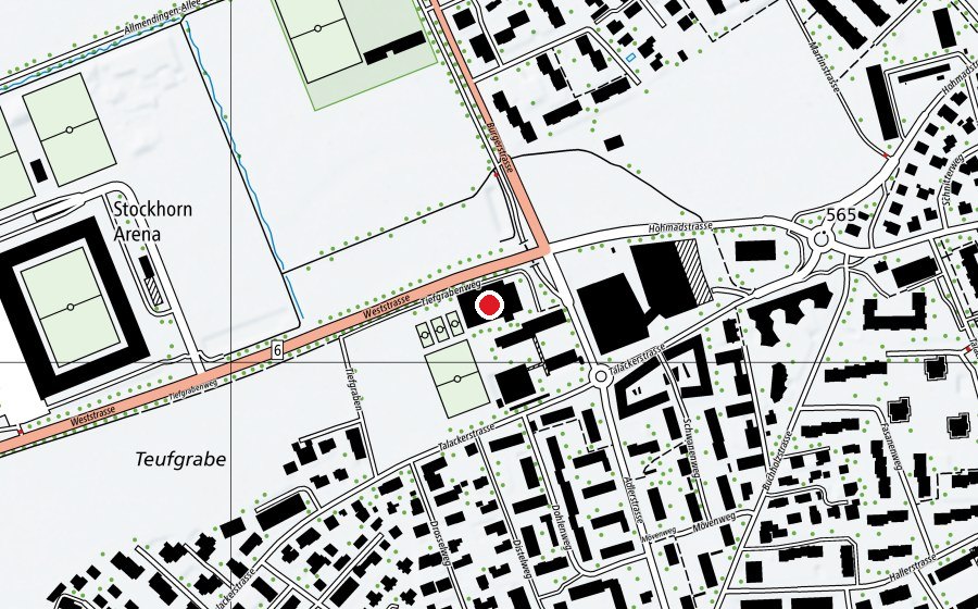 Mappa con la posizione di Tennishalle Thun (Campo sportivo)