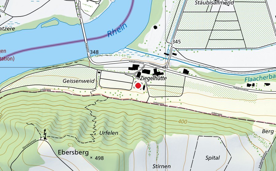 Map showing the location of Tennisplätze Ziegelhütte (Sports field)