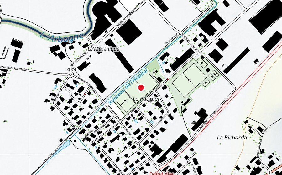 Karte mit dem Standort von Terrain A (Sportplatz)