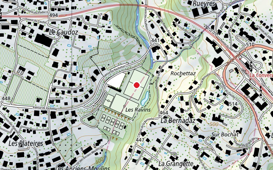 Karte mit dem Standort von Terrain A (Sportplatz)