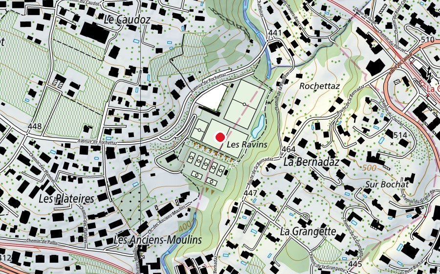 Mappa con la posizione di Terrain B (Campo sportivo)