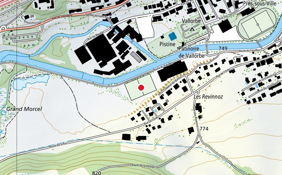 Mappa con la posizione di Terrain B (Campo sportivo)