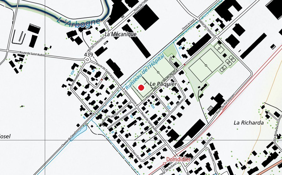 Mappa con la posizione di Terrain C (Campo sportivo)