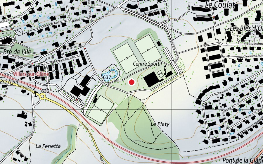 Map showing the location of Terrain de beachvolley (Sports field)