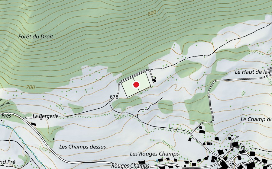 Carte indiquant l’emplacement de Terrain de foot de Perrefitte (Terrain de sport)