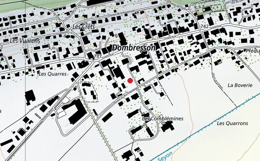 Mappa con la posizione di Terrain de foot du Collège (Campo sportivo)