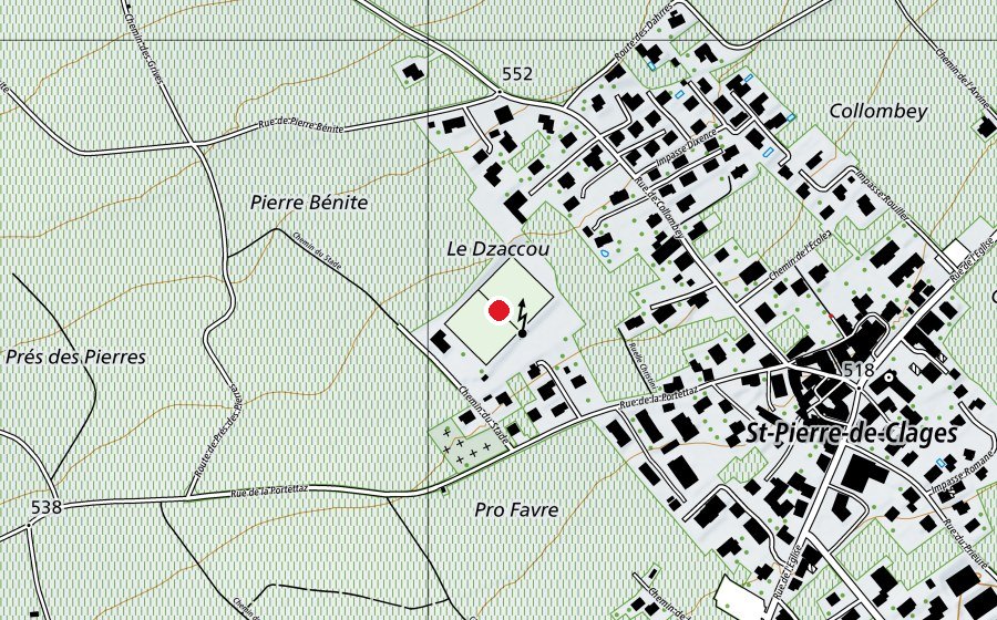 Mappa con la posizione di Terrain de foot Zaccou (Campo sportivo)