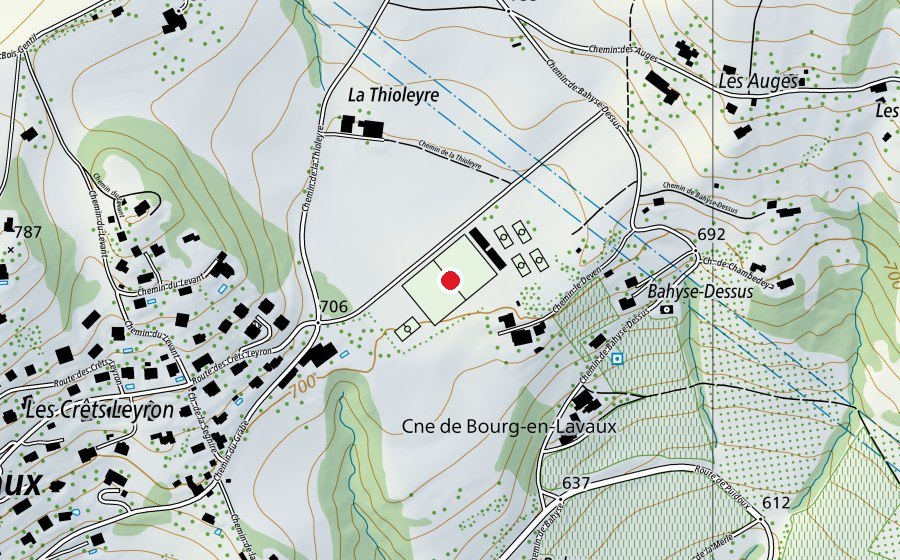 Map showing the location of Terrain de la Tioleyre (Sports field)