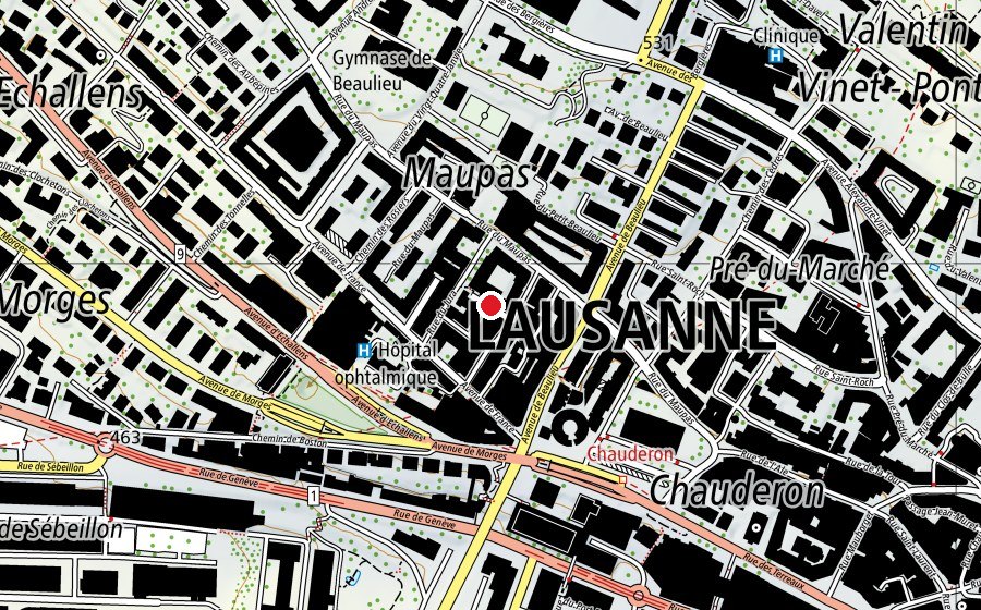 Mappa con la posizione di Terrain de pétanque des Echelettes (Campo sportivo)