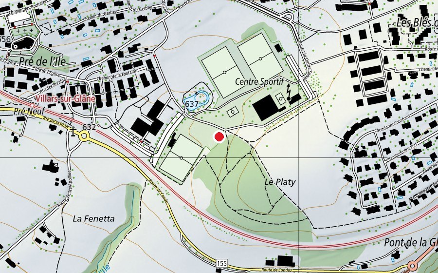 Karte mit dem Standort von terrain de pétanque (Sportplatz)