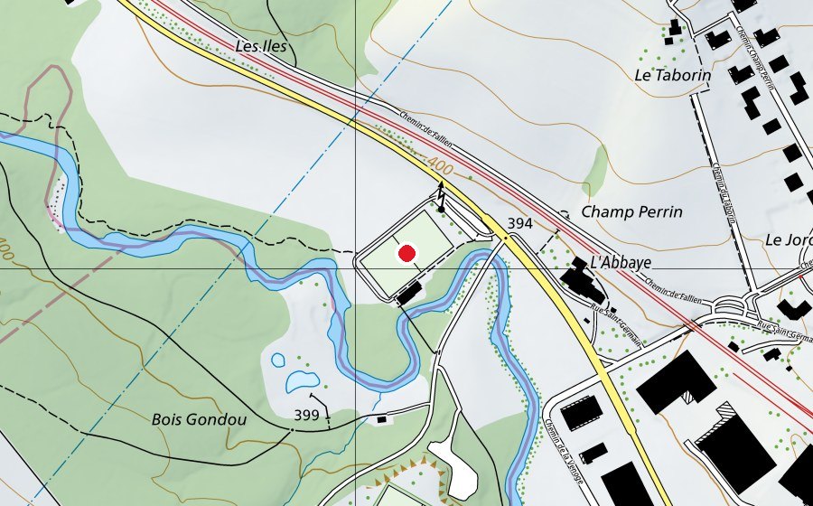 Mappa con la posizione di Terrain des Iles (Campo sportivo)