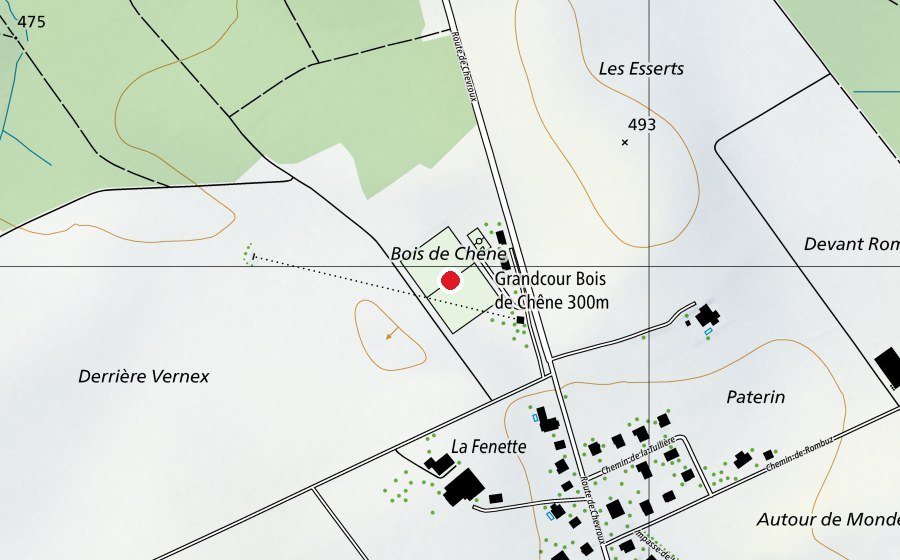 Mappa con la posizione di Terrain du Bois de Chêne (Campo sportivo)
