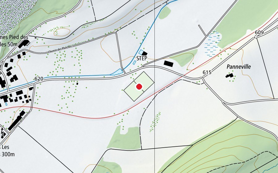 Map showing the location of Terrain du Clos (Sports field)
