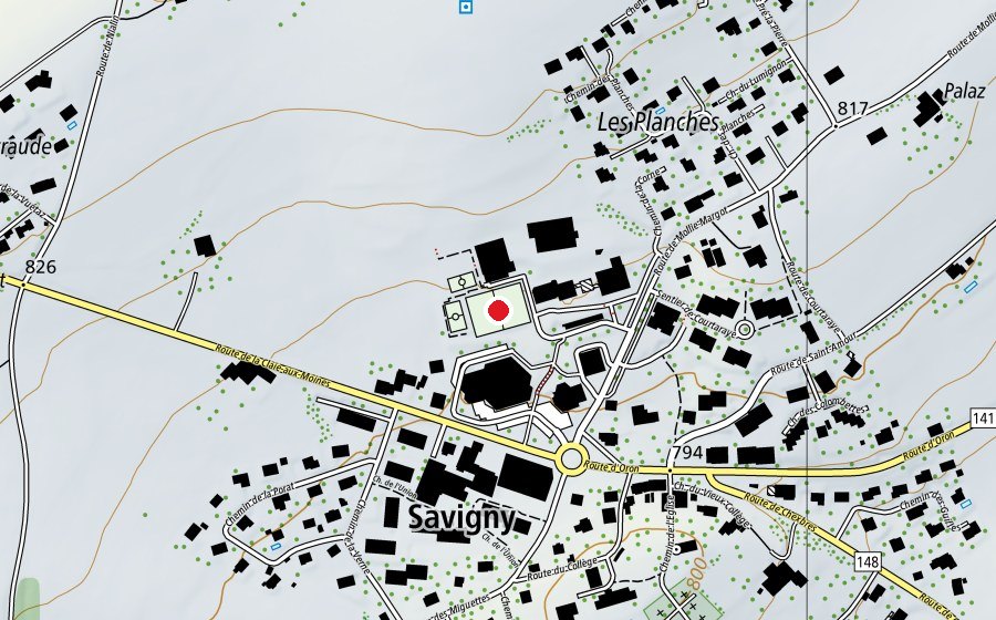 Mappa con la posizione di Terrain football (Campo sportivo)