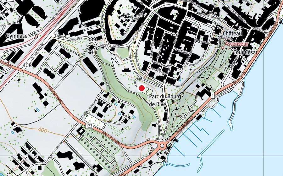 Karte mit dem Standort von Terrain multisports de la Combe (Sportplatz)