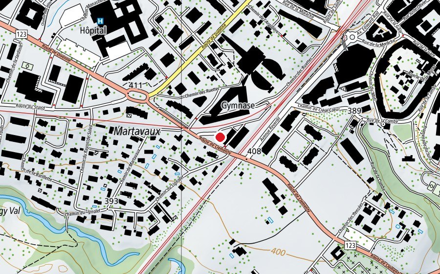 Carte indiquant l’emplacement de Terrain multisports du Gymnase (Terrain de sport)