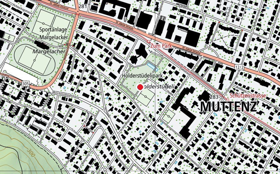 Map showing the location of Tischtennisplatte Holderstüdelipark (Sports field)