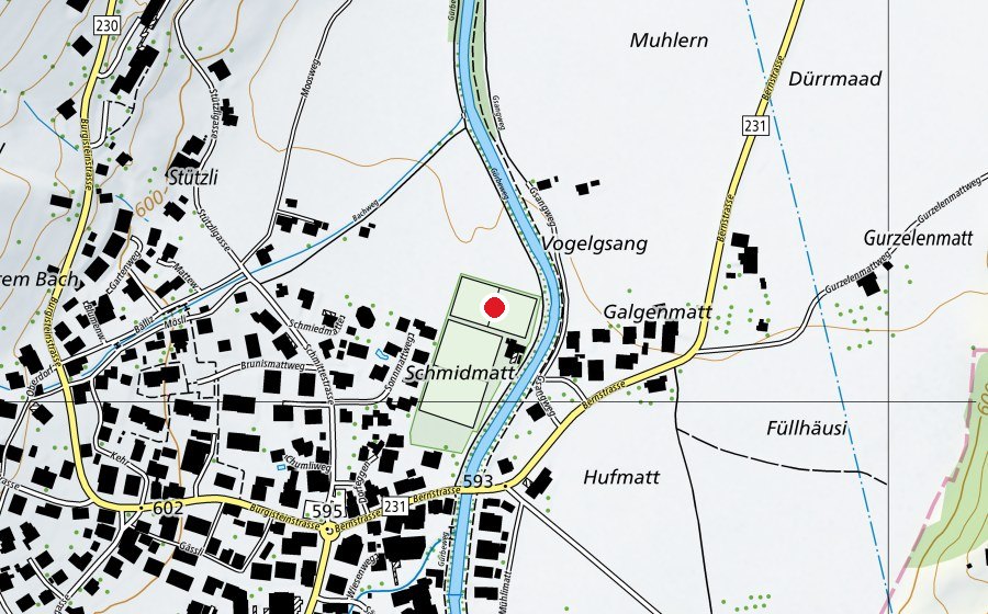 Map showing the location of Trainingsplatz FC Wattenwil (Sports field)