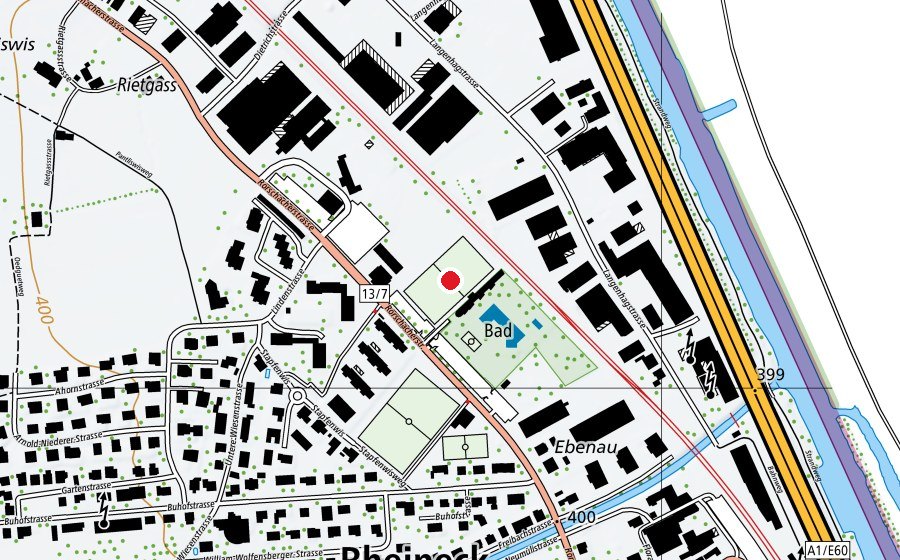 Map showing the location of Trainingsplatz (Sports field)