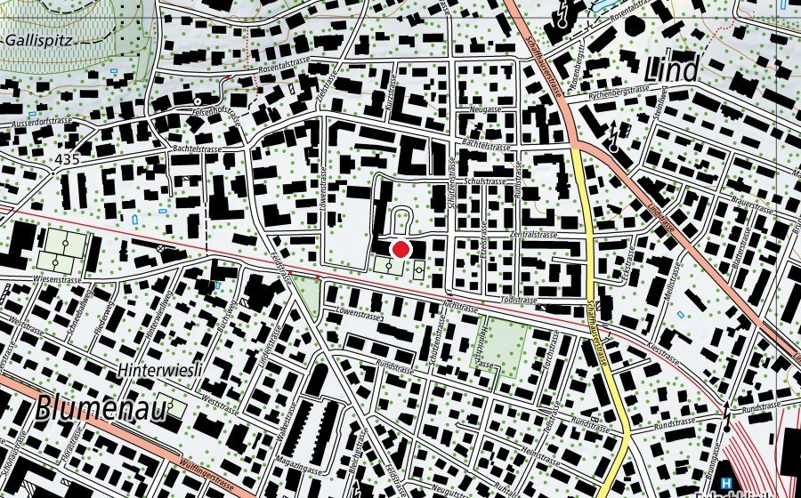 Mappa con la posizione di Turnhalle Feld (Campo sportivo)
