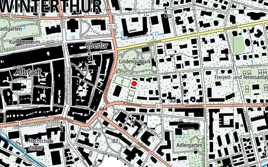 Map showing the location of Turnhalle Geiselweid (Sports field)