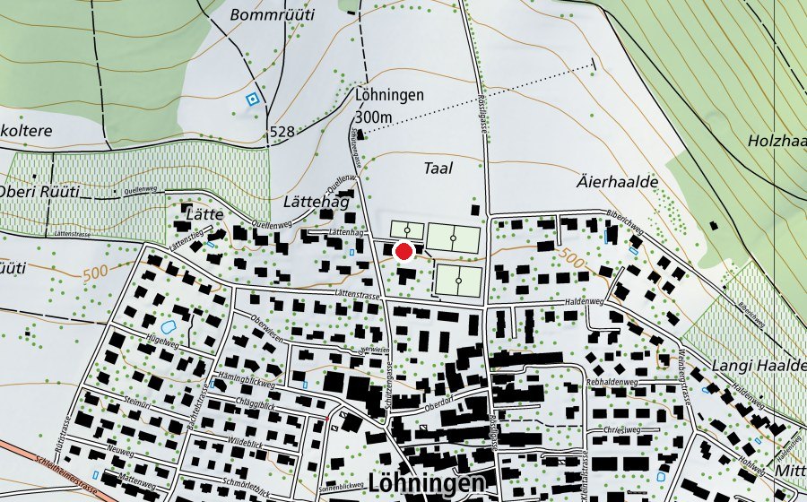 Map showing the location of Turnhalle "im Taal" (Sports field)