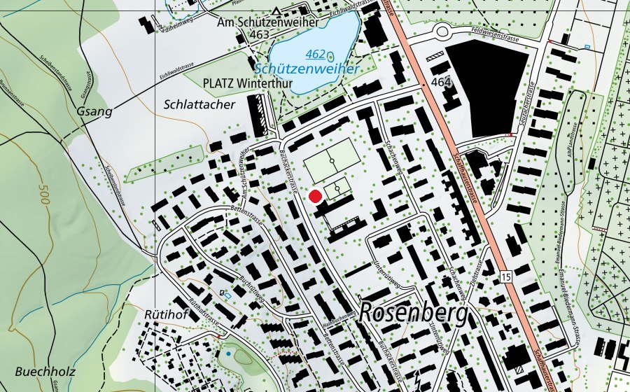 Carte indiquant l’emplacement de Turnhalle Schachen (Terrain de sport)
