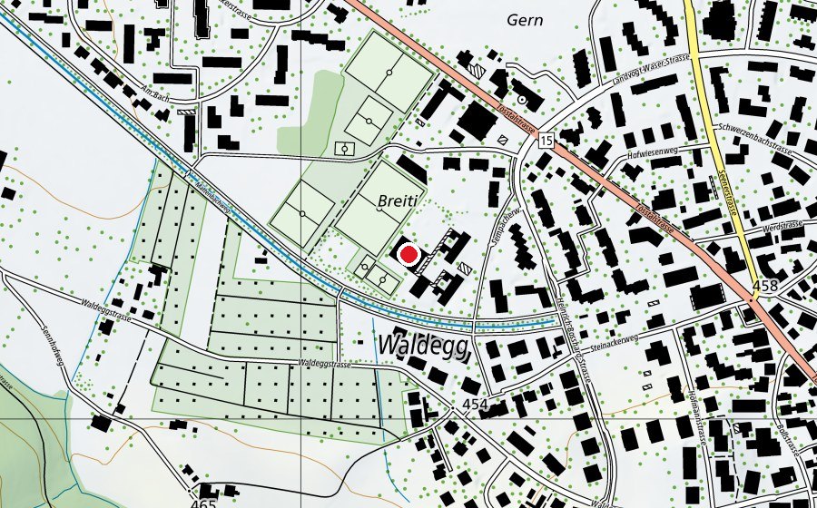 Carte indiquant l’emplacement de Turnhalle Steinacker (Terrain de sport)