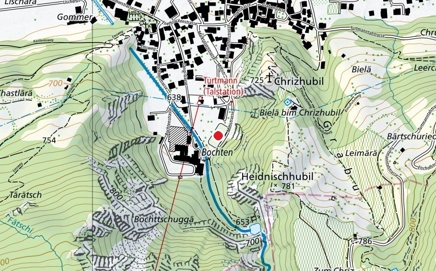 Karte mit dem Standort von Turtmann (Sportplatz)