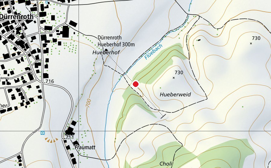 Mappa con la posizione di Ufhusen 300m (Campo sportivo)