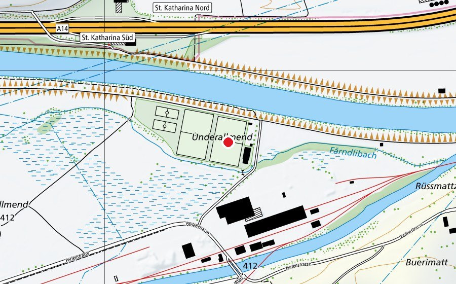 Mappa con la posizione di Unterallmend (Campo sportivo)