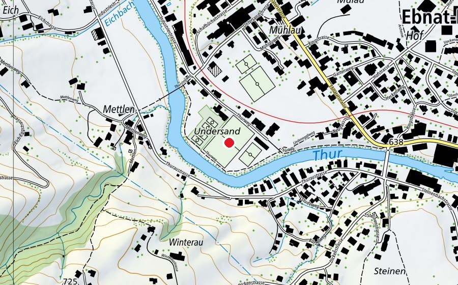 Map showing the location of Untersand (Fussballplatz) (Sports field)