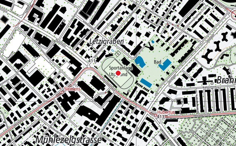 Map showing the location of Utogrund R1 (Sports field)