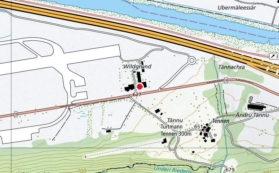 Mappa con la posizione di Vallesia (Campo sportivo)