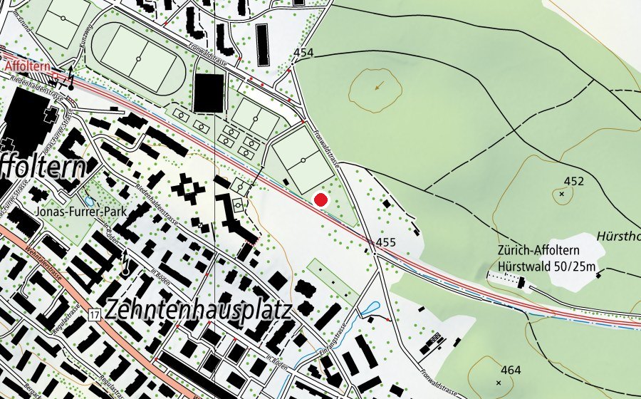 Carte indiquant l’emplacement de Velo Trial Anlage (Terrain de sport)