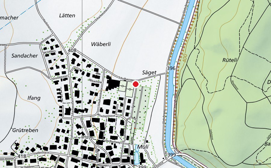 Karte mit dem Standort von Weitsprunganlage (Sportplatz)