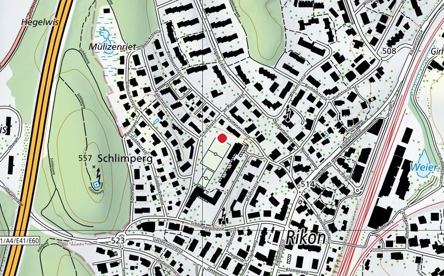 Karte mit dem Standort von Weitsprunganlage (Sportplatz)