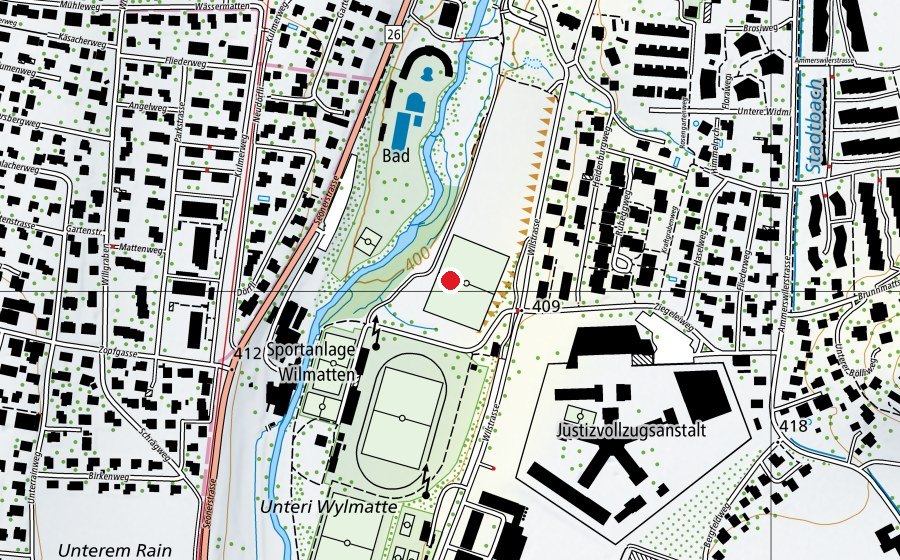 Carte indiquant l’emplacement de Wilmatte (Terrain de sport)