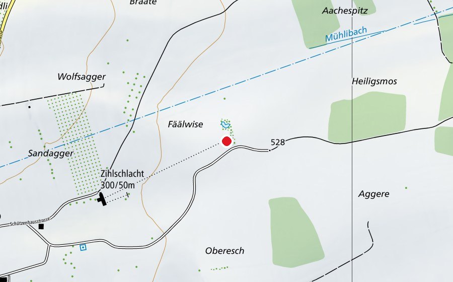 Map showing the location of Zielscheibenstand (Sports field)
