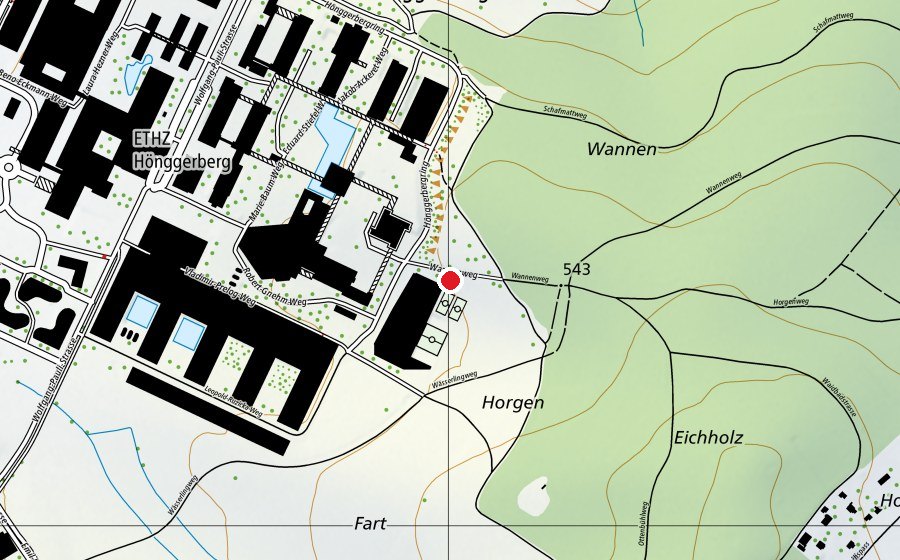 Mappa con la posizione di Zurich vitaparcours Power Station (Campo sportivo)